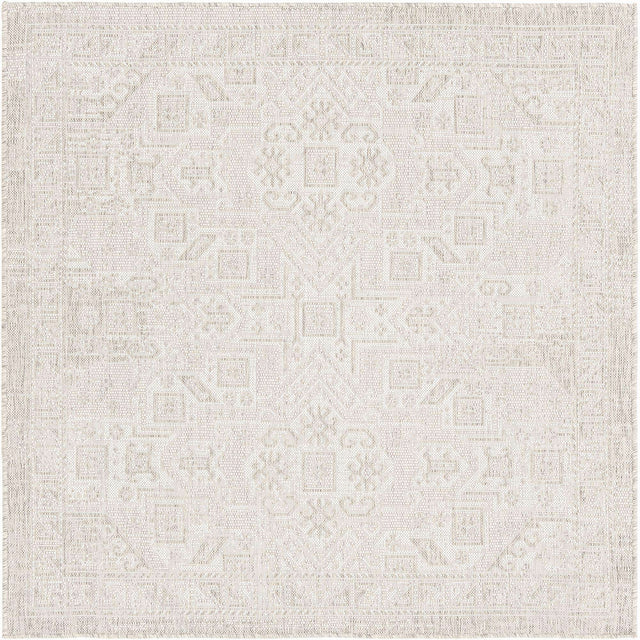 Light Gray 5' 3 x 5' 3 Outdoor Aztec Square Area Rug Weather Resistant for Patio, Deck, Terrace, Balcony, Porch 100% Polypropylene Traditional Carpet Mat for Sale at Rug Engine
