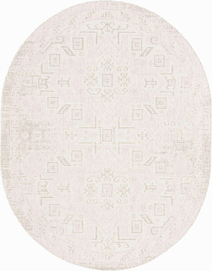 Light Gray 7' 10 x 10' Outdoor Aztec Oval Area Rug Weather Resistant for Patio, Deck, Terrace, Balcony, Porch 100% Polypropylene Traditional Carpet Mat for Sale at Rug Engine