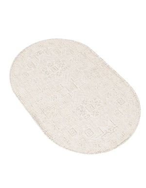 Light Gray 3' 1 x 5' 3 Outdoor Aztec Oval Area Rug Weather Resistant for Patio, Deck, Terrace, Balcony, Porch 100% Polypropylene Traditional Carpet Mat for Sale at Rug Engine