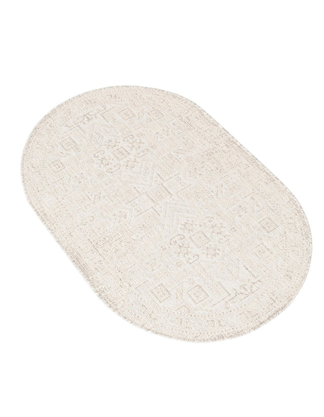 Light Gray 3' 1 x 5' 3 Outdoor Aztec Oval Area Rug Weather Resistant for Patio, Deck, Terrace, Balcony, Porch 100% Polypropylene Traditional Carpet Mat for Sale at Rug Engine