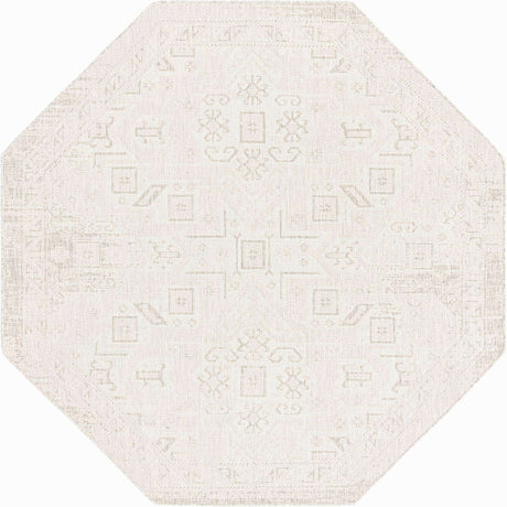 Light Gray 7' 10 x 7' 10 Outdoor Aztec Octagon Area Rug Weather Resistant for Patio, Deck, Terrace, Balcony, Porch 100% Polypropylene Traditional Carpet Mat for Sale at Rug Engine