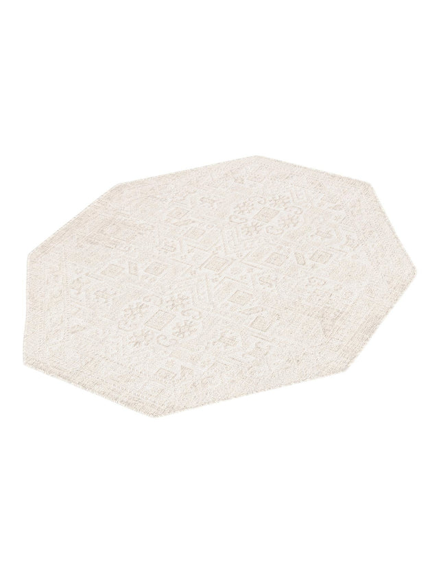 Light Gray 5' 3 x 5' 3 Outdoor Aztec Octagon Area Rug Weather Resistant for Patio, Deck, Terrace, Balcony, Porch 100% Polypropylene Traditional Carpet Mat for Sale at Rug Engine