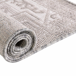 Light Gray 5' 3 x 5' 3 Outdoor Aztec Octagon Area Rug Weather Resistant for Patio, Deck, Terrace, Balcony, Porch 100% Polypropylene Traditional Carpet Mat for Sale at Rug Engine
