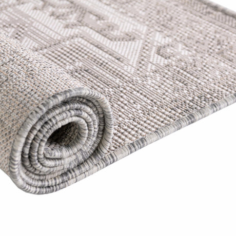 Light Gray 5' 3 x 5' 3 Outdoor Aztec Octagon Area Rug Weather Resistant for Patio, Deck, Terrace, Balcony, Porch 100% Polypropylene Traditional Carpet Mat for Sale at Rug Engine