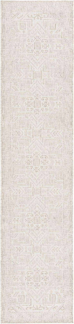Light Gray 2' 7 x 12' Outdoor Aztec Runner Area Rug Weather Resistant for Patio, Deck, Terrace, Balcony, Porch 100% Polypropylene Traditional Carpet Mat for Sale at Rug Engine
