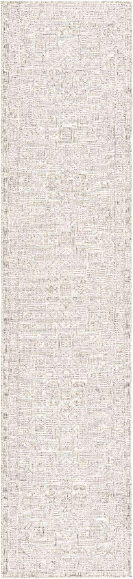 Light Gray 2' 7 x 12' Outdoor Aztec Runner Area Rug Weather Resistant for Patio, Deck, Terrace, Balcony, Porch 100% Polypropylene Traditional Carpet Mat for Sale at Rug Engine