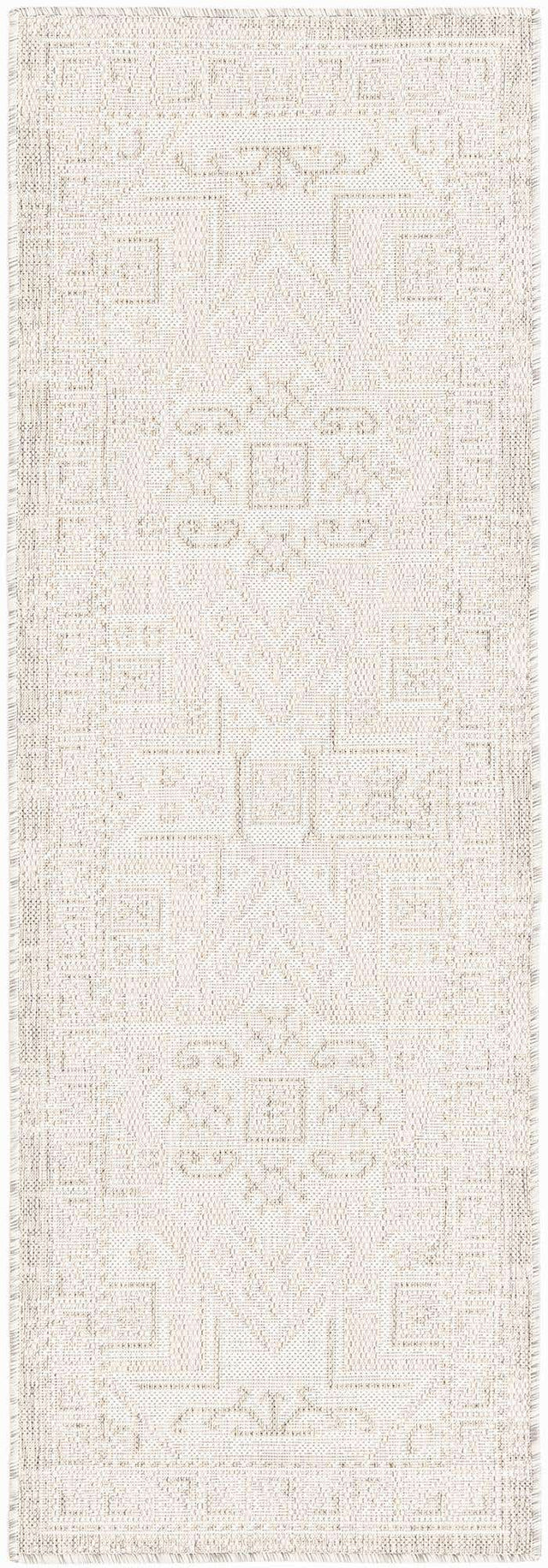Light Gray 2' x 6' 1 Outdoor Aztec Runner Area Rug Weather Resistant for Patio, Deck, Terrace, Balcony, Porch 100% Polypropylene Traditional Carpet Mat for Sale at Rug Engine