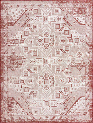 Rust Red 9' x 12' Outdoor Aztec Rectangle Area Rug Weather Resistant for Patio, Deck, Terrace, Balcony, Porch 100% Polypropylene Traditional Carpet Mat for Sale at Rug Engine