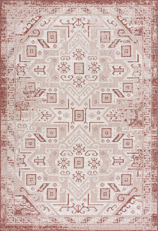 Rust Red 6' 1 x 9' Outdoor Aztec Rectangle Area Rug Weather Resistant for Patio, Deck, Terrace, Balcony, Porch 100% Polypropylene Traditional Carpet Mat for Sale at Rug Engine