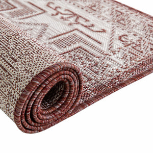Rust Red 2' x 3' 1 Outdoor Aztec Rectangle Area Rug Weather Resistant for Patio, Deck, Terrace, Balcony, Porch 100% Polypropylene Traditional Carpet Mat for Sale at Rug Engine