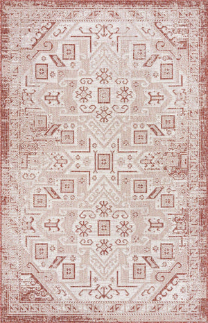 Rust Red 5' 3 x 8' Outdoor Aztec Rectangle Area Rug Weather Resistant for Patio, Deck, Terrace, Balcony, Porch 100% Polypropylene Traditional Carpet Mat for Sale at Rug Engine