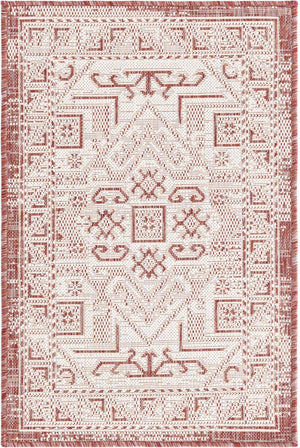 Rust Red 2' x 3' 1 Outdoor Aztec Rectangle Area Rug Weather Resistant for Patio, Deck, Terrace, Balcony, Porch 100% Polypropylene Traditional Carpet Mat for Sale at Rug Engine