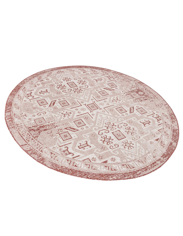 Rust Red 7' 10 x 7' 10 Outdoor Aztec Round Area Rug Weather Resistant for Patio, Deck, Terrace, Balcony, Porch 100% Polypropylene Traditional Carpet Mat for Sale at Rug Engine