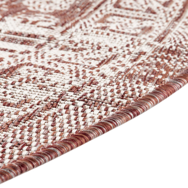 Rust Red 5' 3 x 5' 3 Outdoor Aztec Round Area Rug Weather Resistant for Patio, Deck, Terrace, Balcony, Porch 100% Polypropylene Traditional Carpet Mat for Sale at Rug Engine