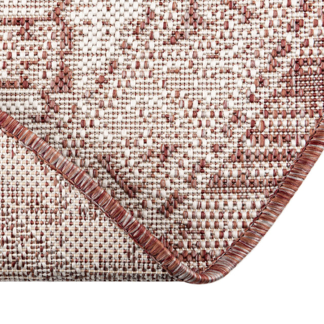 Rust Red 7' 10 x 7' 10 Outdoor Aztec Round Area Rug Weather Resistant for Patio, Deck, Terrace, Balcony, Porch 100% Polypropylene Traditional Carpet Mat for Sale at Rug Engine