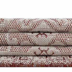 Rust Red 7' 10 x 7' 10 Outdoor Aztec Round Area Rug Weather Resistant for Patio, Deck, Terrace, Balcony, Porch 100% Polypropylene Traditional Carpet Mat for Sale at Rug Engine