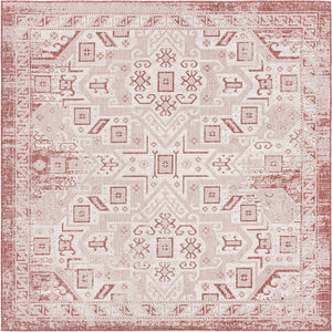 Rust Red 7' 10 x 7' 10 Outdoor Aztec Square Area Rug Weather Resistant for Patio, Deck, Terrace, Balcony, Porch 100% Polypropylene Traditional Carpet Mat for Sale at Rug Engine