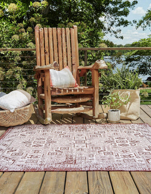 Rust Red 5' 3 x 5' 3 Outdoor Aztec Square Area Rug Weather Resistant for Patio, Deck, Terrace, Balcony, Porch 100% Polypropylene Traditional Carpet Mat for Sale at Rug Engine