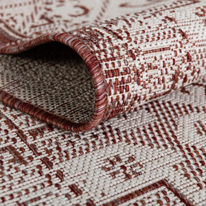 Rust Red 5' 3 x 5' 3 Outdoor Aztec Square Area Rug Weather Resistant for Patio, Deck, Terrace, Balcony, Porch 100% Polypropylene Traditional Carpet Mat for Sale at Rug Engine