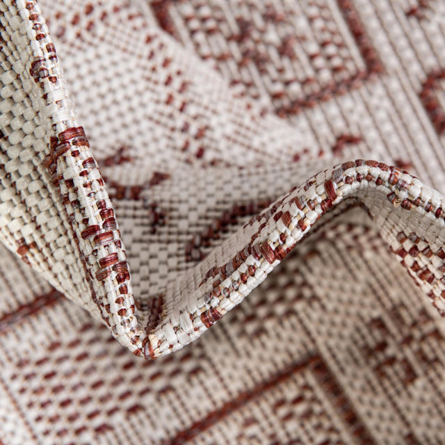 Rust Red 5' 3 x 5' 3 Outdoor Aztec Square Area Rug Weather Resistant for Patio, Deck, Terrace, Balcony, Porch 100% Polypropylene Traditional Carpet Mat for Sale at Rug Engine