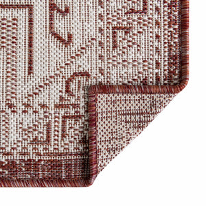 Rust Red 5' 3 x 5' 3 Outdoor Aztec Square Area Rug Weather Resistant for Patio, Deck, Terrace, Balcony, Porch 100% Polypropylene Traditional Carpet Mat for Sale at Rug Engine