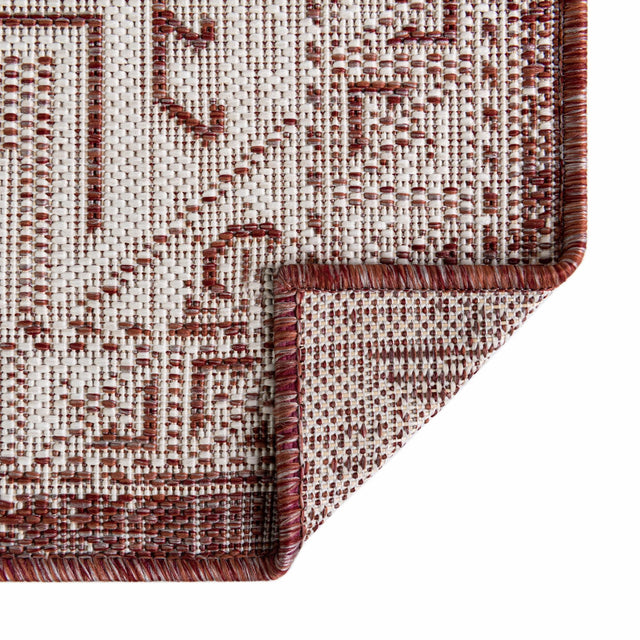 Rust Red 5' 3 x 5' 3 Outdoor Aztec Square Area Rug Weather Resistant for Patio, Deck, Terrace, Balcony, Porch 100% Polypropylene Traditional Carpet Mat for Sale at Rug Engine