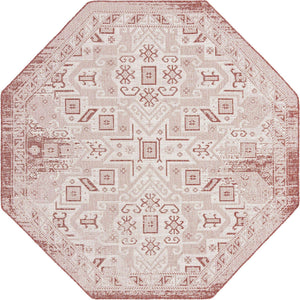 Rust Red 7' 10 x 7' 10 Outdoor Aztec Octagon Area Rug Weather Resistant for Patio, Deck, Terrace, Balcony, Porch 100% Polypropylene Traditional Carpet Mat for Sale at Rug Engine