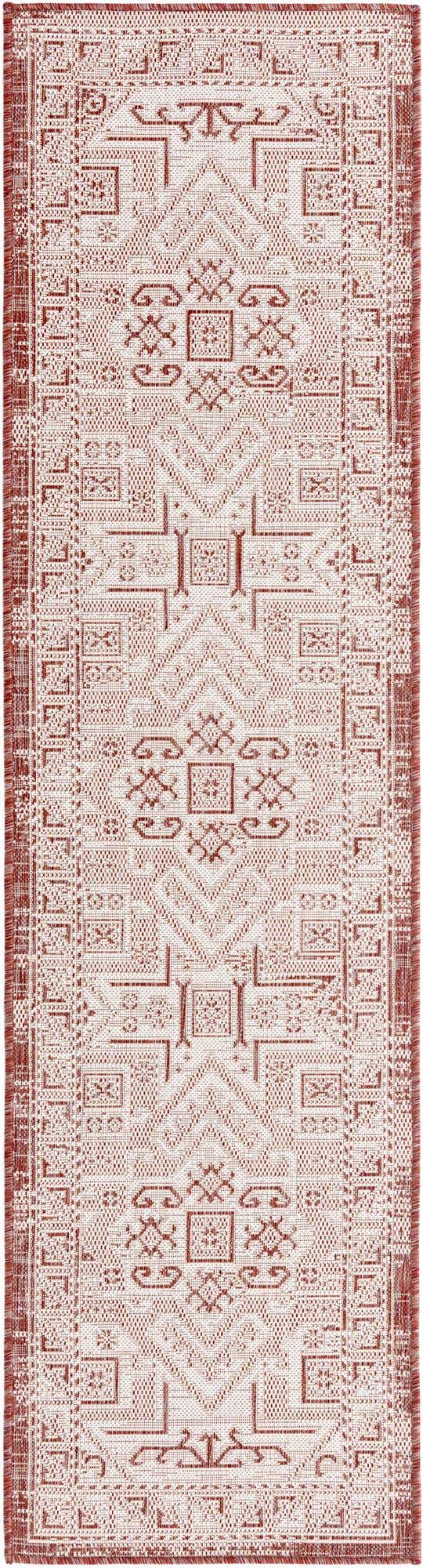 Rust Red 2' x 8' Outdoor Aztec Runner Area Rug Weather Resistant for Patio, Deck, Terrace, Balcony, Porch 100% Polypropylene Traditional Carpet Mat for Sale at Rug Engine