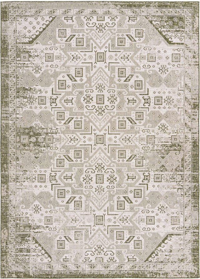 Green 10' x 14' 1 Outdoor Aztec Rectangle Area Rug Weather Resistant for Patio, Deck, Terrace, Balcony, Porch 100% Polypropylene Traditional Carpet Mat for Sale at Rug Engine