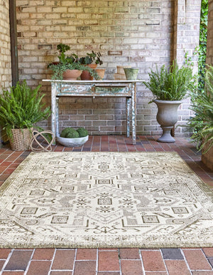 Green 10' x 13' 1 Outdoor Aztec Rectangle Area Rug Weather Resistant for Patio, Deck, Terrace, Balcony, Porch 100% Polypropylene Traditional Carpet Mat for Sale at Rug Engine