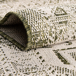 Green 10' x 13' 1 Outdoor Aztec Rectangle Area Rug Weather Resistant for Patio, Deck, Terrace, Balcony, Porch 100% Polypropylene Traditional Carpet Mat for Sale at Rug Engine