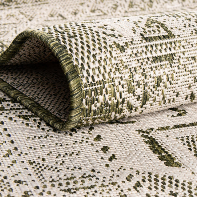 Green 10' x 13' 1 Outdoor Aztec Rectangle Area Rug Weather Resistant for Patio, Deck, Terrace, Balcony, Porch 100% Polypropylene Traditional Carpet Mat for Sale at Rug Engine