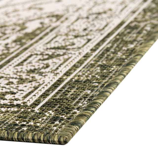 Green 10' x 13' 1 Outdoor Aztec Rectangle Area Rug Weather Resistant for Patio, Deck, Terrace, Balcony, Porch 100% Polypropylene Traditional Carpet Mat for Sale at Rug Engine