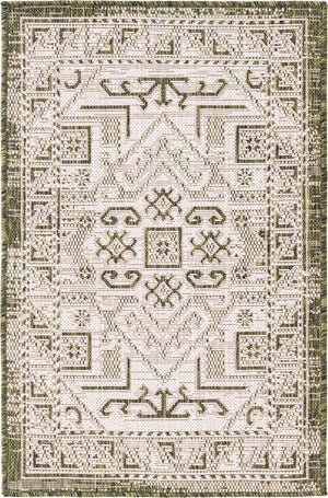 Green 2' x 3' 1 Outdoor Aztec Rectangle Area Rug Weather Resistant for Patio, Deck, Terrace, Balcony, Porch 100% Polypropylene Traditional Carpet Mat for Sale at Rug Engine