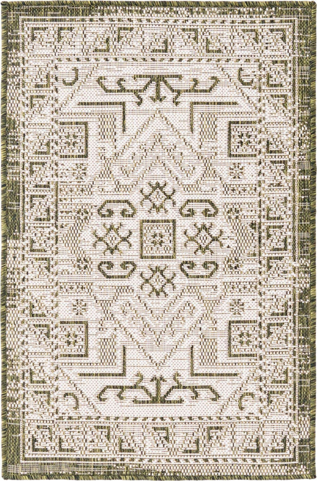 Green 2' x 3' 1 Outdoor Aztec Rectangle Area Rug Weather Resistant for Patio, Deck, Terrace, Balcony, Porch 100% Polypropylene Traditional Carpet Mat for Sale at Rug Engine