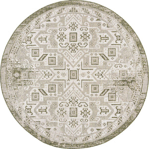 Green 7' 10 x 7' 10 Outdoor Aztec Round Area Rug Weather Resistant for Patio, Deck, Terrace, Balcony, Porch 100% Polypropylene Traditional Carpet Mat for Sale at Rug Engine