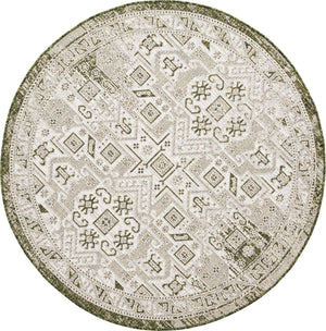 Green 5' 3 x 5' 3 Outdoor Aztec Round Area Rug Weather Resistant for Patio, Deck, Terrace, Balcony, Porch 100% Polypropylene Traditional Carpet Mat for Sale at Rug Engine