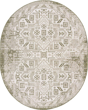 Green 7' 10 x 10' Outdoor Aztec Oval Area Rug Weather Resistant for Patio, Deck, Terrace, Balcony, Porch 100% Polypropylene Traditional Carpet Mat for Sale at Rug Engine