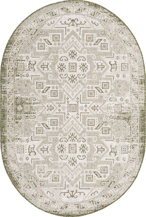 Green 5' 3 x 8' Outdoor Aztec Oval Area Rug Weather Resistant for Patio, Deck, Terrace, Balcony, Porch 100% Polypropylene Traditional Carpet Mat for Sale at Rug Engine