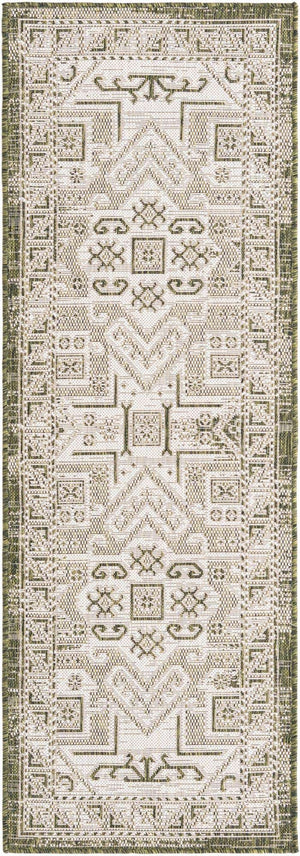 Green 2' x 6' 1 Outdoor Aztec Runner Area Rug Weather Resistant for Patio, Deck, Terrace, Balcony, Porch 100% Polypropylene Traditional Carpet Mat for Sale at Rug Engine