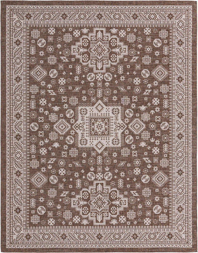 Brown 10' x 13' 1 Outdoor Aztec Rectangle Area Rug Weather Resistant for Patio, Deck, Terrace, Balcony, Porch 100% Polypropylene Traditional Carpet Mat for Sale at Rug Engine