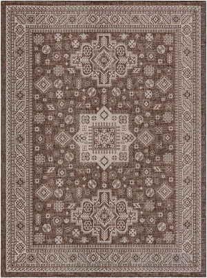 Brown 9' x 12' Outdoor Aztec Rectangle Area Rug Weather Resistant for Patio, Deck, Terrace, Balcony, Porch 100% Polypropylene Traditional Carpet Mat for Sale at Rug Engine