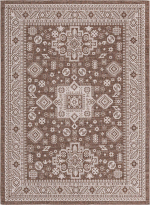 Brown 7' 10 x 11' Outdoor Aztec Rectangle Area Rug Weather Resistant for Patio, Deck, Terrace, Balcony, Porch 100% Polypropylene Traditional Carpet Mat for Sale at Rug Engine