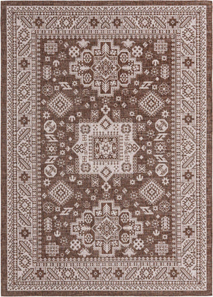 Brown 7' 1 x 10' Outdoor Aztec Rectangle Area Rug Weather Resistant for Patio, Deck, Terrace, Balcony, Porch 100% Polypropylene Traditional Carpet Mat for Sale at Rug Engine