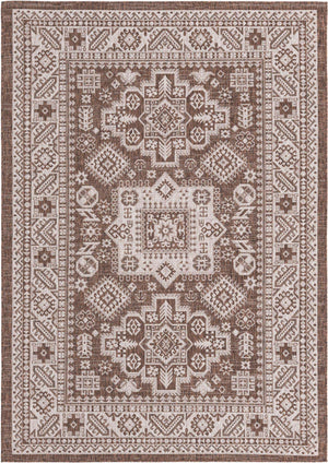 Brown 6' 1 x 9' Outdoor Aztec Rectangle Area Rug Weather Resistant for Patio, Deck, Terrace, Balcony, Porch 100% Polypropylene Traditional Carpet Mat for Sale at Rug Engine