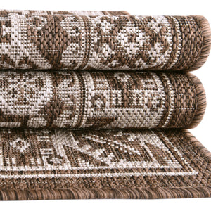 Brown 10' x 13' 1 Outdoor Aztec Rectangle Area Rug Weather Resistant for Patio, Deck, Terrace, Balcony, Porch 100% Polypropylene Traditional Carpet Mat for Sale at Rug Engine
