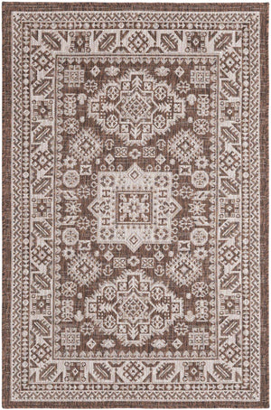 Brown 3' 1 x 5' 3 Outdoor Aztec Rectangle Area Rug Weather Resistant for Patio, Deck, Terrace, Balcony, Porch 100% Polypropylene Traditional Carpet Mat for Sale at Rug Engine