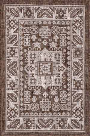 Brown 2' x 3' 1 Outdoor Aztec Rectangle Area Rug Weather Resistant for Patio, Deck, Terrace, Balcony, Porch 100% Polypropylene Traditional Carpet Mat for Sale at Rug Engine