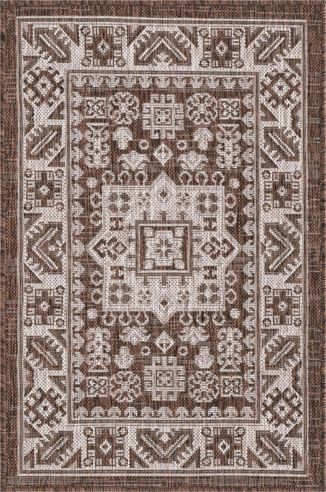 Brown 2' x 3' 1 Outdoor Aztec Rectangle Area Rug Weather Resistant for Patio, Deck, Terrace, Balcony, Porch 100% Polypropylene Traditional Carpet Mat for Sale at Rug Engine