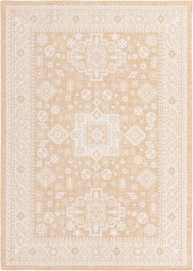 Natural 7' 10 x 11' Outdoor Aztec Rectangle Area Rug Weather Resistant for Patio, Deck, Terrace, Balcony, Porch 100% Polypropylene Traditional Carpet Mat for Sale at Rug Engine